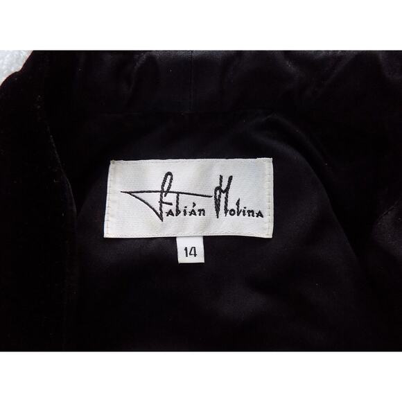 Vintage Fabian Molina cropped black velvet blazer size 14 - Picture 7 of 8